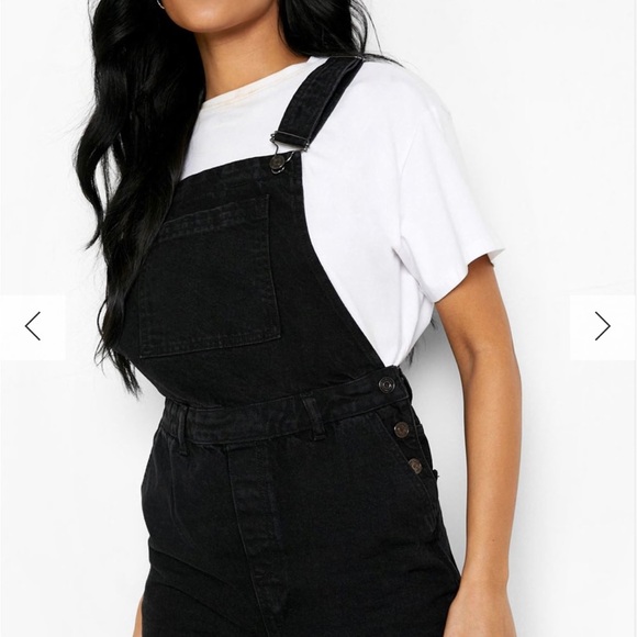 BOOHOO DENIM BLACK OVERALLS - Picture 2 of 4